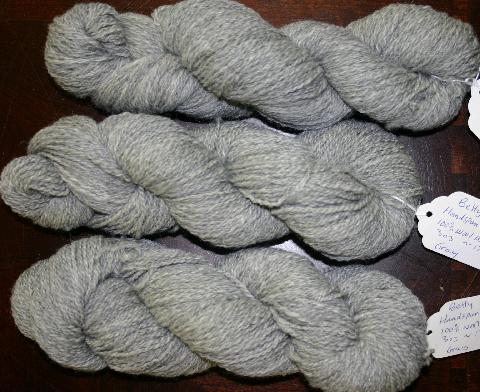 Hand Spun 2-ply Gray Worsted Wool from the Betty Ash Collection 3 oz 175 yds