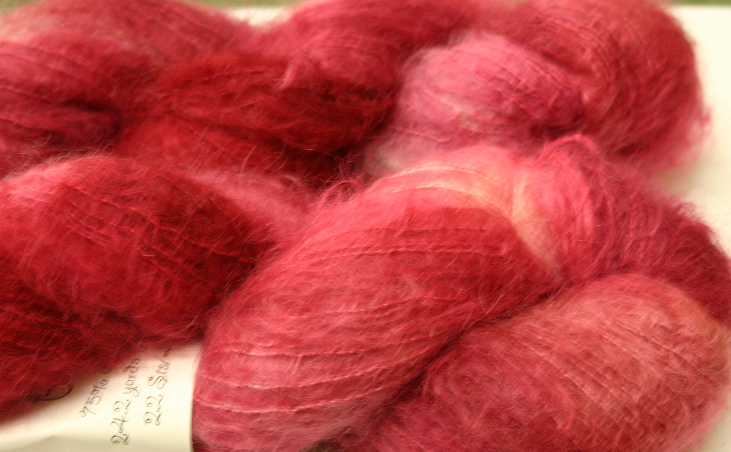 Brushed Mohair Yarn by Bewitching Fibers in Cranberry