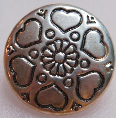 #W0920257 19mm ( 3/4 inch) All Metal Fashion Button - Silver Hearts