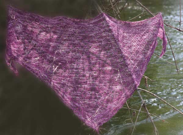 Cherry Tree Hill Potluck Yarns Elfin Lace Shawl Pattern Shown in Semi Solids