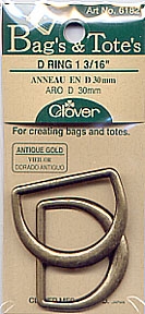 Clover #6182 D-Rings Antique Gold 1 3/16 inch