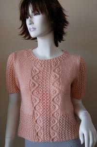 Crystal Palace Creme Cabled Short Sleeve Pullover Kit
