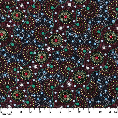 Aboriginal Australian Fabric - 100% Cotton - Bush Dreaming of Utopia Red