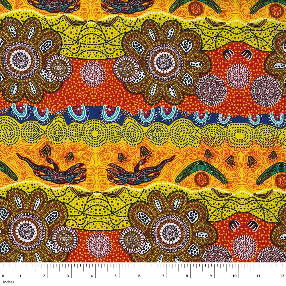 Aboriginal Australian Fabric - 100% Cotton - Home Country Gold