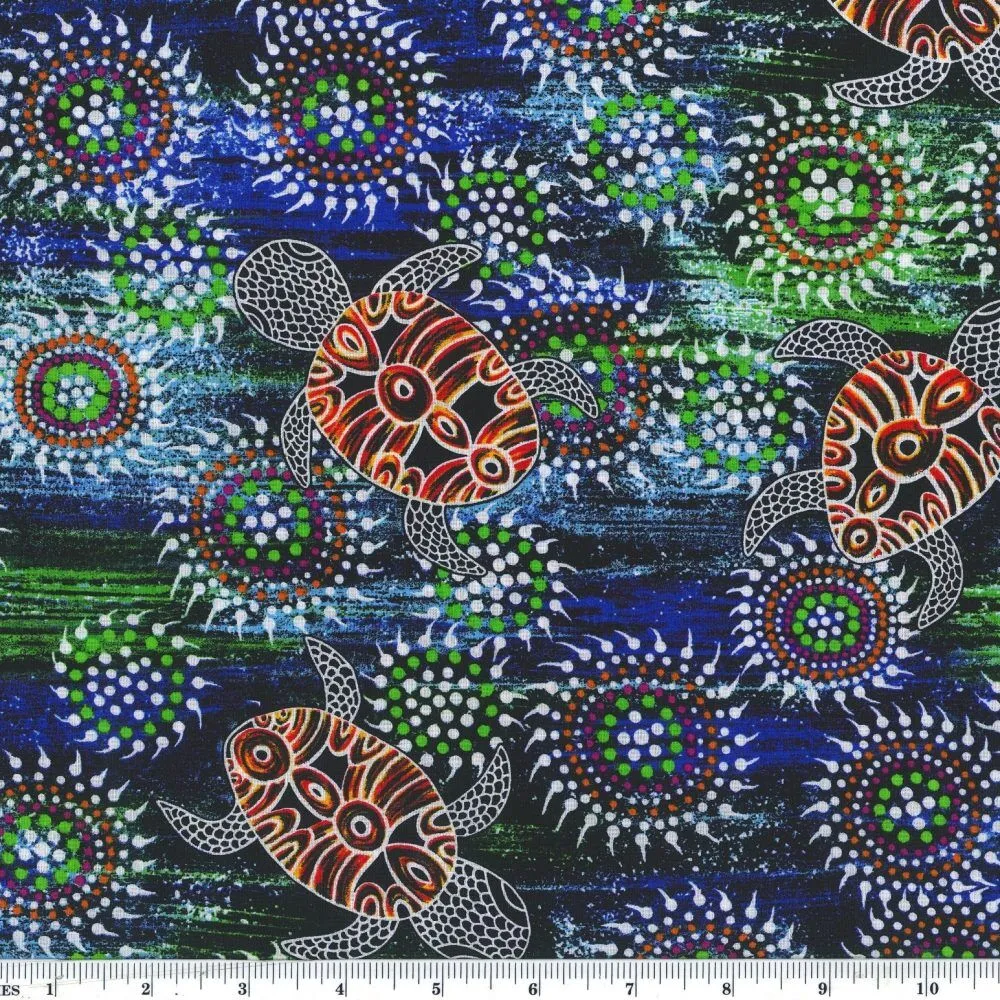 Aboriginal Australian Fabric - 100% Cotton - Sea Dreaming Blue