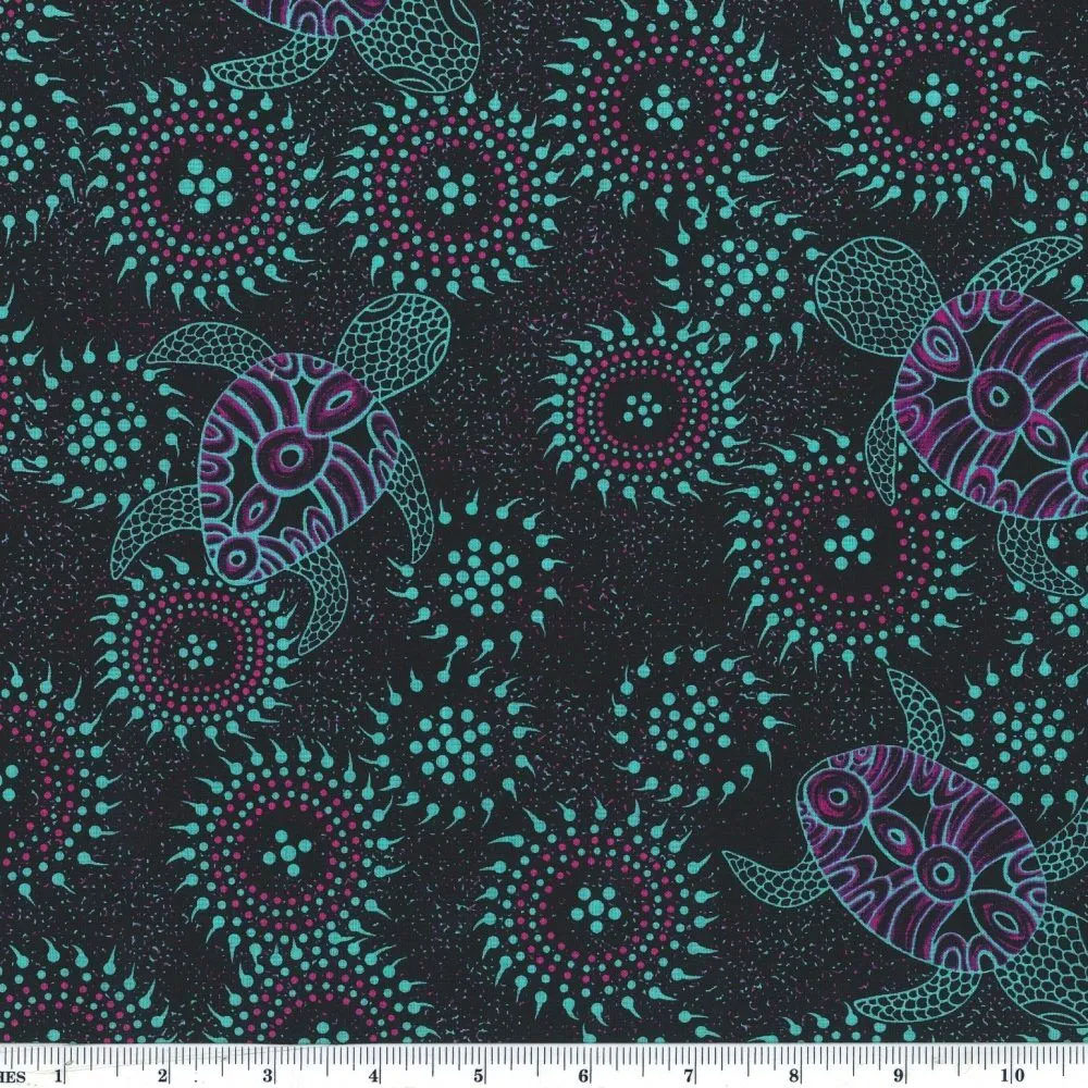 Aboriginal Australian Fabric - 100% Cotton - Sea Dreaming Emerald