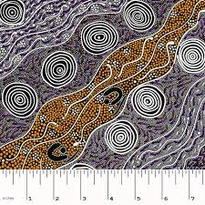 Aboriginal Australian Fabric - 100% Cotton - Bush Camp Purple