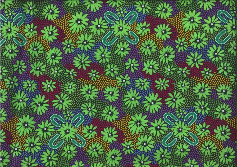 Aboriginal Australian Fabric - 100% Cotton - Lemon Grass Green