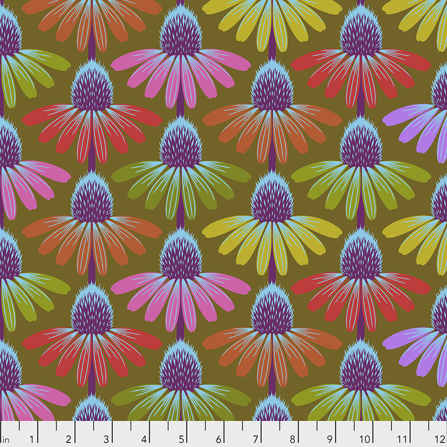 Echinacea Glow - Autumn - Free Spirit Fabrics 100% Cotton Fabric PWAH149.AUTUMN