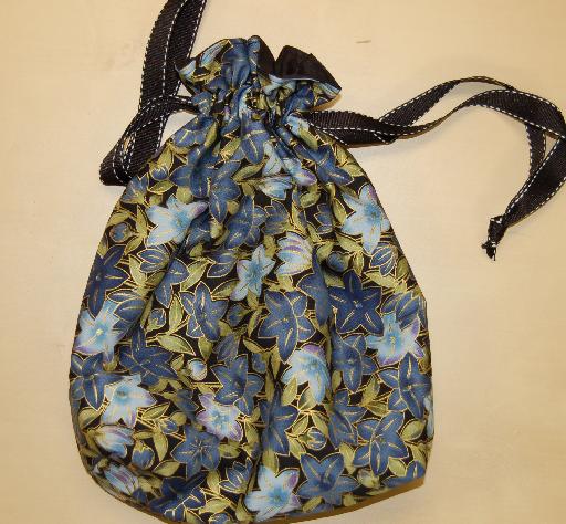 Do-It-All Drawstring Bag by Fairy Designs - Blue Flowers