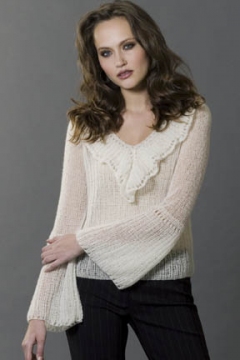 Ruffled Collar Pullover Pattern using Superior Yarn in Sizes 37-52 inches Ruffled Collar Pullover Pattern using Superior Yarn in Sizes 37-52 inches