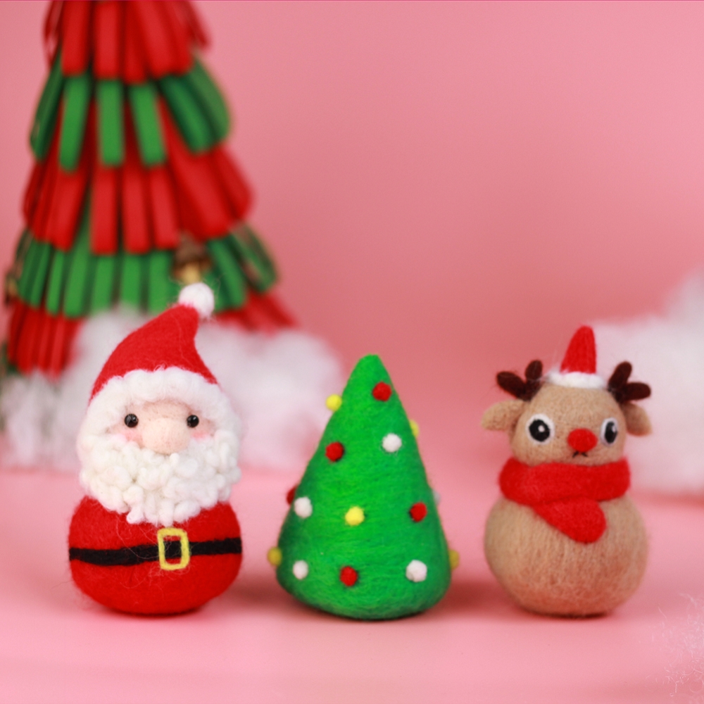 Christmas Friends Needle Felting Kit - Santa, Rudolph and Tree