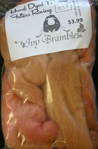 Ivy Brambles Hand Dyed Felting Roving #091 Peachy
