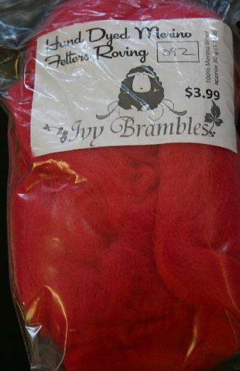 Ivy Brambles Hand Dyed Felting Roving #092 Red