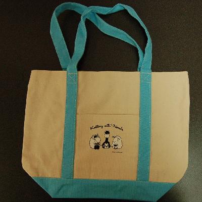 Knitting With Friends® Large Blue Handle Boat Tote - 3 Friends design