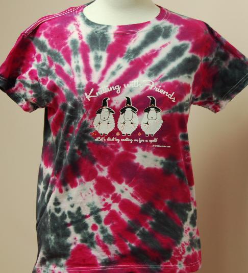 Knitting With Friends Tie-Dyed  X-Large T Shirt - Witches Design in Dark Nebula
