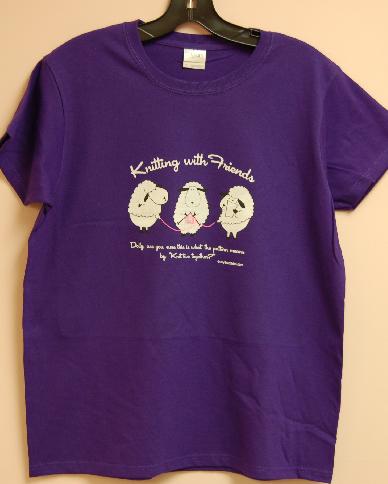 Knitting With Friends®  X-Large T-Shirt - Knit 2 Together Design in Deep Purple