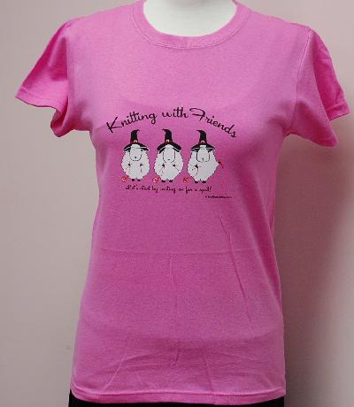 Knitting With Friends� 3X-Large T-Shirt - Witches Design in Fuchsia
