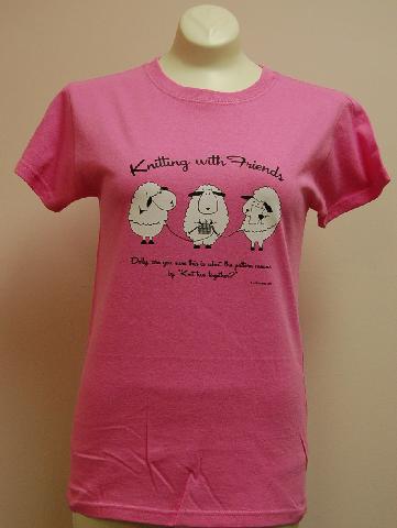 Knitting With FriendsŪ Large T-Shirt - Knit 2 Together Design in Fuchsia Knitting With FriendsŪ Large T-Shirt - Knit 2 Together Design in Fuchsia