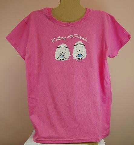 Knitting With Friends®  Medium T-Shirt - Sheep Design in Fuchsia