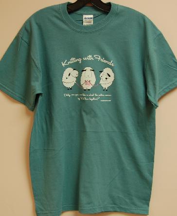 Knitting With Friends�   Medium T-Shirt - Knit 2 Together Design in Ocean Blue
