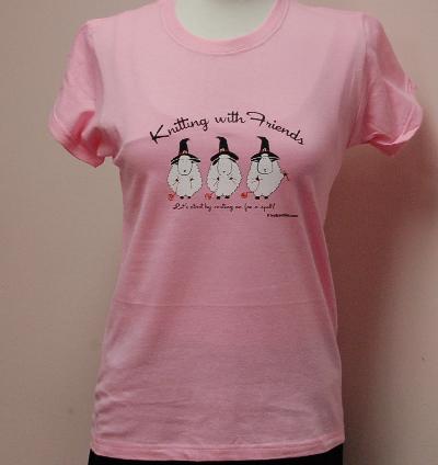 Knitting With Friends�    Small T-Shirt - Witches Design in Pink