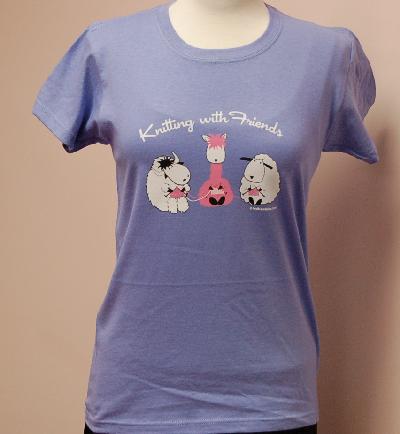 Knitting With Friends    Small T-Shirt - 3 Friends Design in Purple