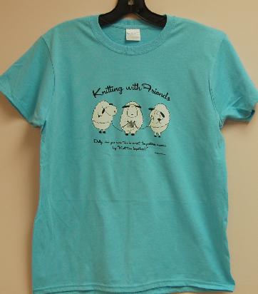 Knitting With Friends    Small T-Shirt - Knit 2 Together Design in Sky Blue