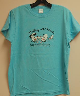 Knitting With Friends®   Medium T-Shirt - Surfer Design in Sky Blue