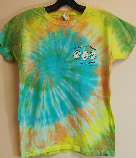 KWF Tie-Dyed    Small T Shirt - Knit 2 Together Design in Spring Day (ladies cut)