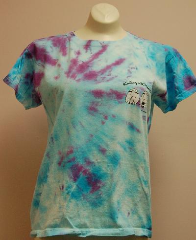 Womens Tie-Dyed  X-Large T Shirt - Sheep Design in Blue Lagoon