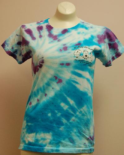 Womens Tie-Dyed    Small T Shirt - Knit 2 Together Design in Blue Lagoon