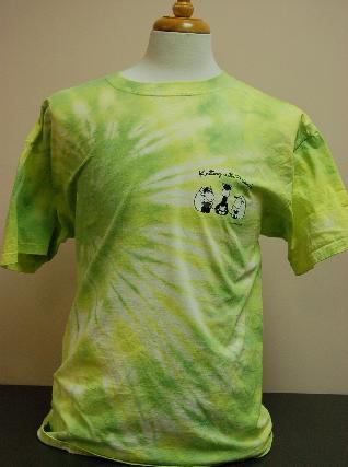 Knitting With Friends� - Mens Tie-Dyed   Large T Shirt - 3 Friends Design in Spring Green