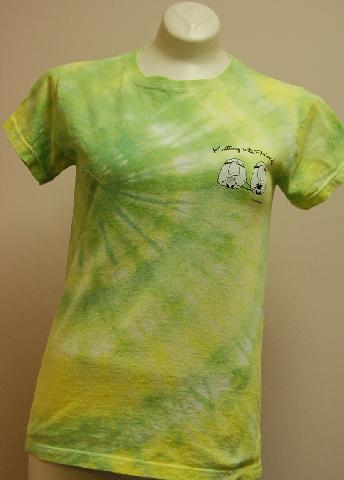 KWF Tie-Dyed    Small T Shirt - Sheep Design in Spring Green