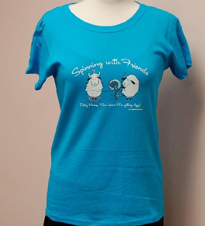 Spinning With Friends� 2X-Large T-Shirt - Dizzy Design in Teal Blue
