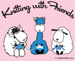 Knitting with Friends® Womens Crew Neck T Shirts - 3 Friends Design