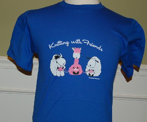 Knitting With Friends� -   Medium Unisex T Shirt - 3 Friends Design in Blue