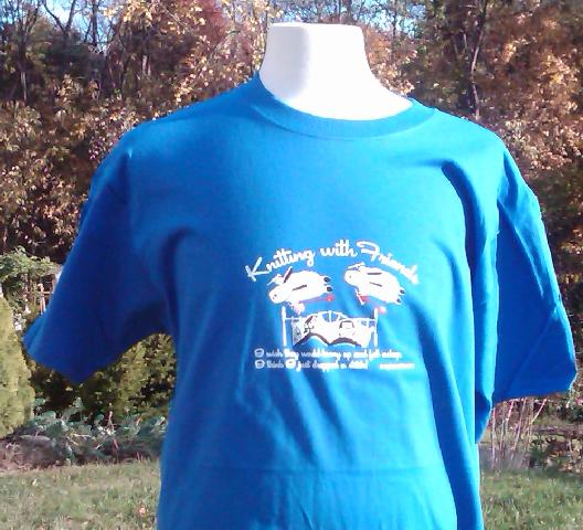 Knitting With Friends� -  X-Large Unisex T Shirt - Sheep Dreams Design in Blue