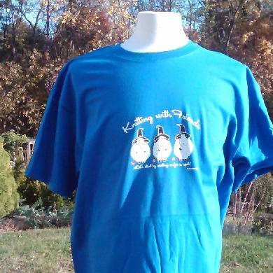 Knitting With Friends� -  X-Large Unisex T Shirt - Witches Design in Blue