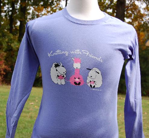 Knitting With Friends� Womens  Large Long Sleeve T-Shirt - 3 Friends in Purple