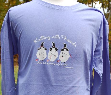 Knitting With Friends® Womens    Small Long Sleeve T-Shirt - Witches in Purple