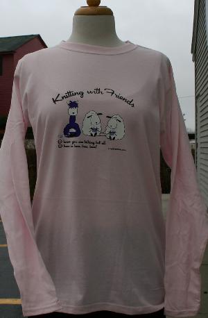 Knitting With Friends Womens  X-Large Long Sleeve T-Shirt - Baa Baa Baa Design in Pink