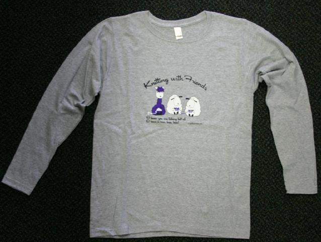 Knitting With Friends Womens  X-Large Long Sleeve T-Shirt - Baa Baa Baa Design in Gray