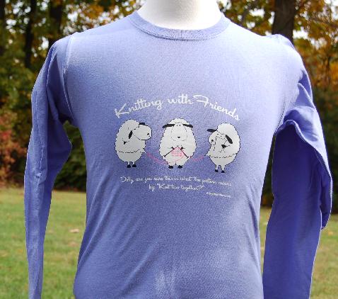 Knitting With Friends� Womens  Large Long Sleeve T-Shirt - Knit Two Together in Purple
