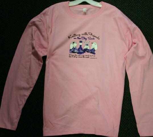 Knitting With Friends Womens 2X-Large Long Sleeve T-Shirt - Big Sock Design in Pink