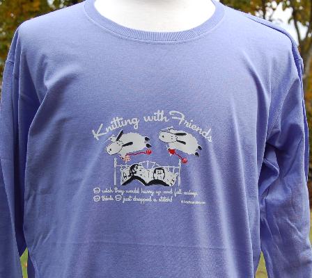 Knitting With Friends� Womens  Large Long Sleeve T-Shirt - Sheep Dreams Design in Purple