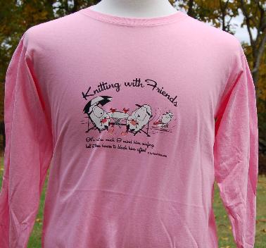 Knitting With Friends� Womens 2X-Large Long Sleeve T-Shirt -Surfer Design in Pink