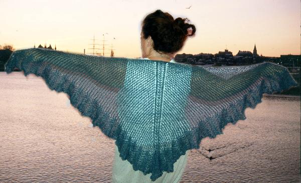 Midnight Ruffles Lace Shawl Pattern by Jocre Arts