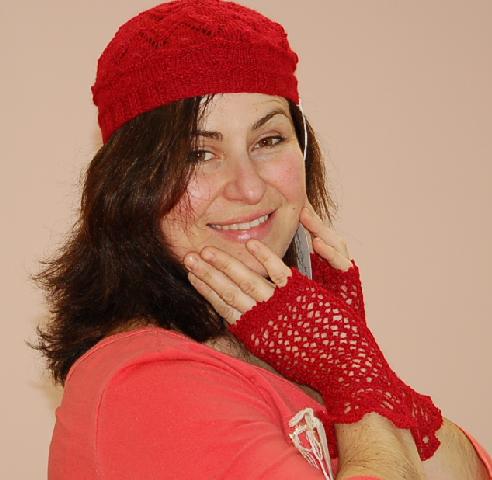 Jocre Arts Fingerless Mittens - Red Style 1
