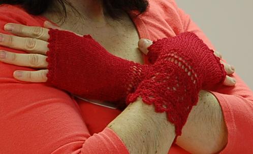 Jocre Arts Fingerless Mittens - Red Style 2